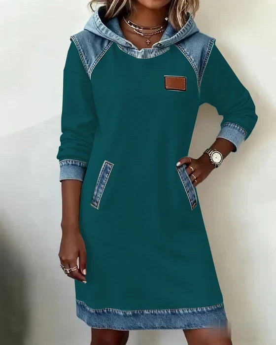 Dolores | Casual Hooded Dress with Contrasting Details
