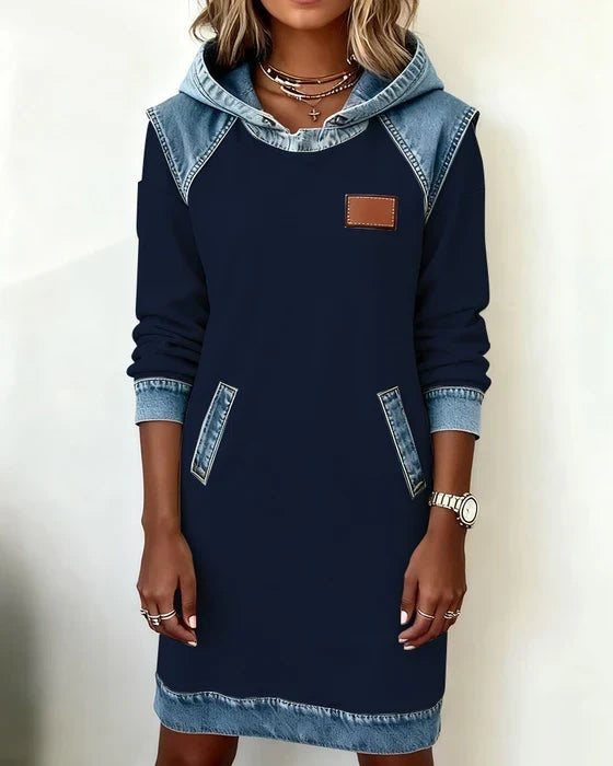 Dolores | Casual Hooded Dress with Contrasting Details