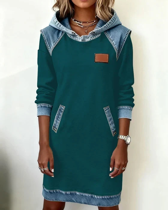 Dolores | Casual Hooded Dress with Contrasting Details