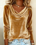 Cheryl | Velvet Draped Neck Top
