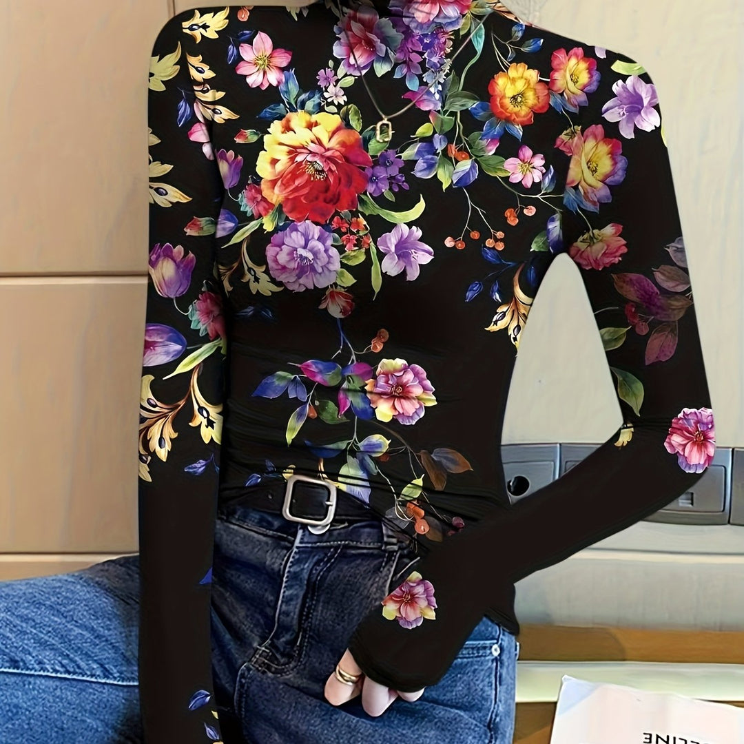 Vivian | Floral High-Neck Turtleneck