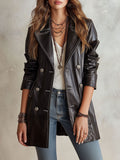 Octavia Double-Breasted Eco-Leather Trench Coat