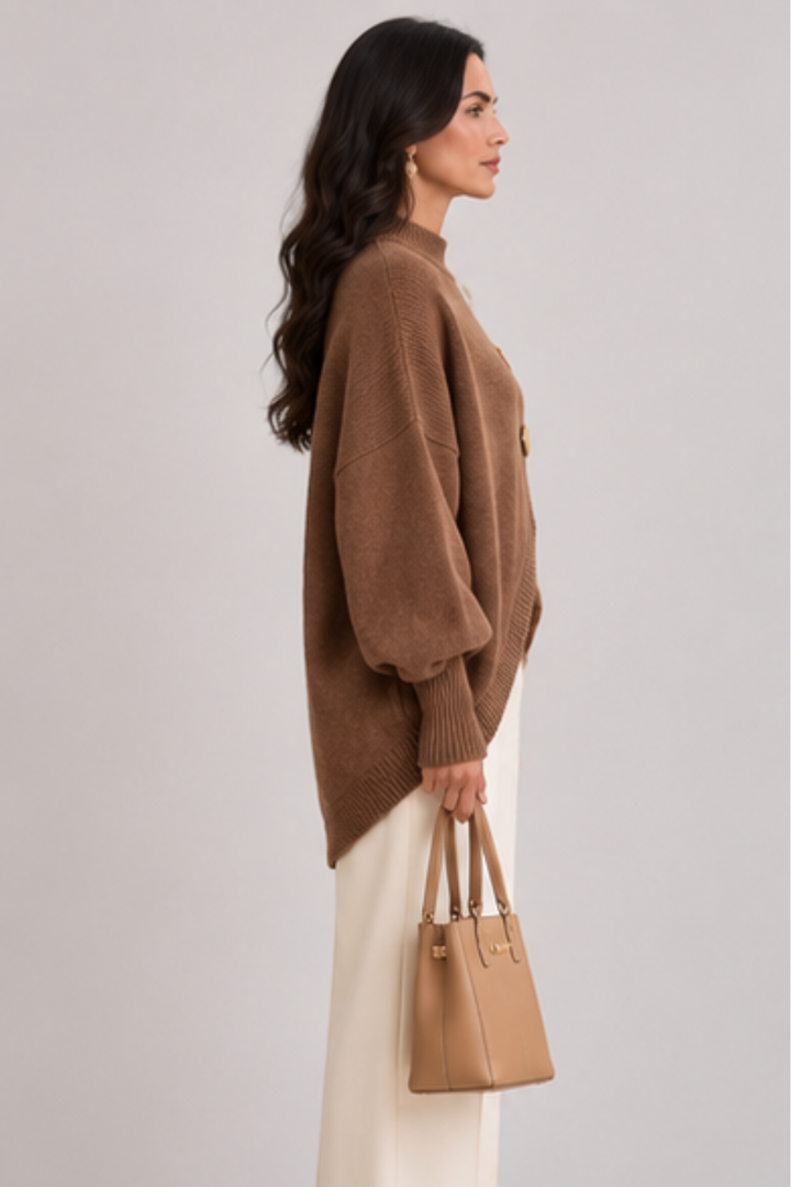 Marisse |  Button Turtleneck Sweater