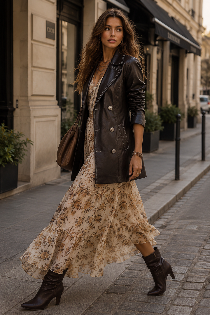 Octavia Double-Breasted Eco-Leather Trench Coat