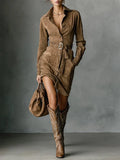 Adelina | Suede Midi Dress