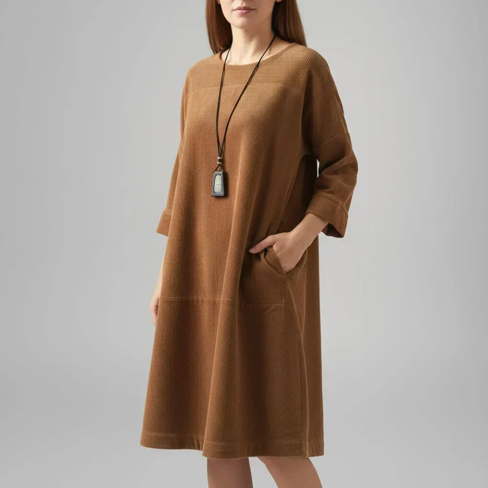 Amy | Relaxed Corduroy Midi Dress