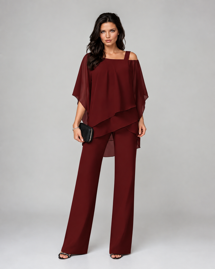 Hazel™ | Elegant Two-Piece Set with Layered Top