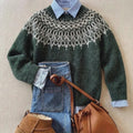 Forest Green Nordic Yoke Sweater Deborah